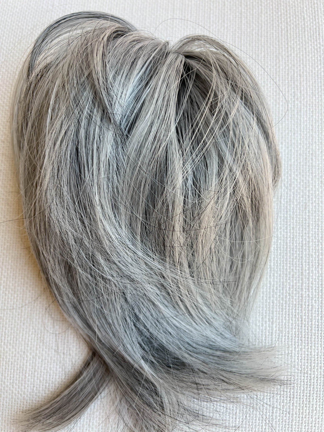 Straight gray hair piece bun#color_salt-and-pepper-grey