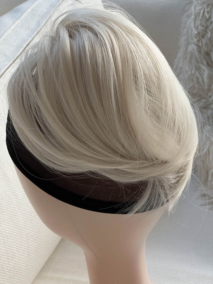 Messy Bun Hair Piece Tousled Updo Straight Hair Chignon Scrunchy Platinum Blonde