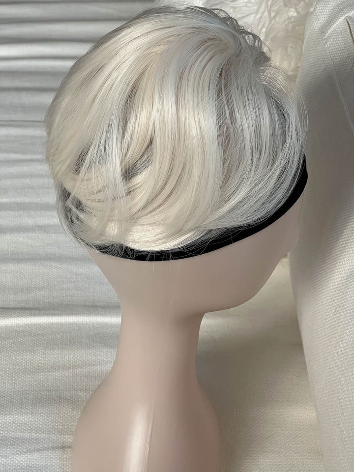 Messy Bun Hair Piece Tousled Updo Straight Hair Chignon Scrunchy Platinum Blonde