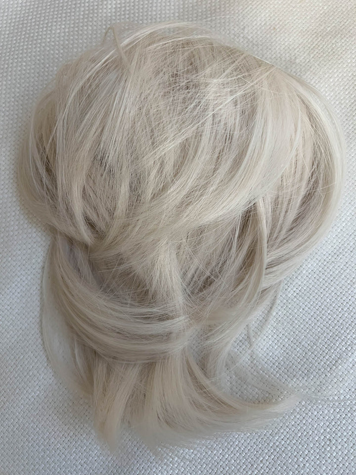 Messy Bun Hair Piece Tousled Updo Straight Hair Chignon Scrunchy Platinum Blonde