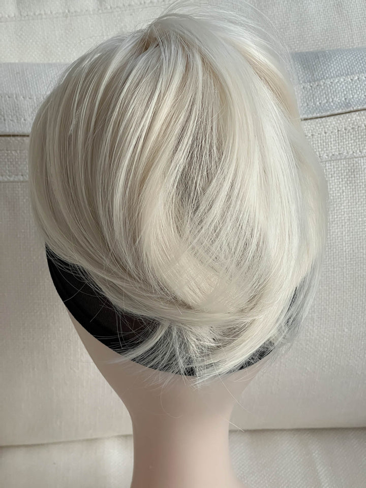 Messy Bun Hair Piece Tousled Updo Straight Hair Chignon Scrunchy Platinum Blonde