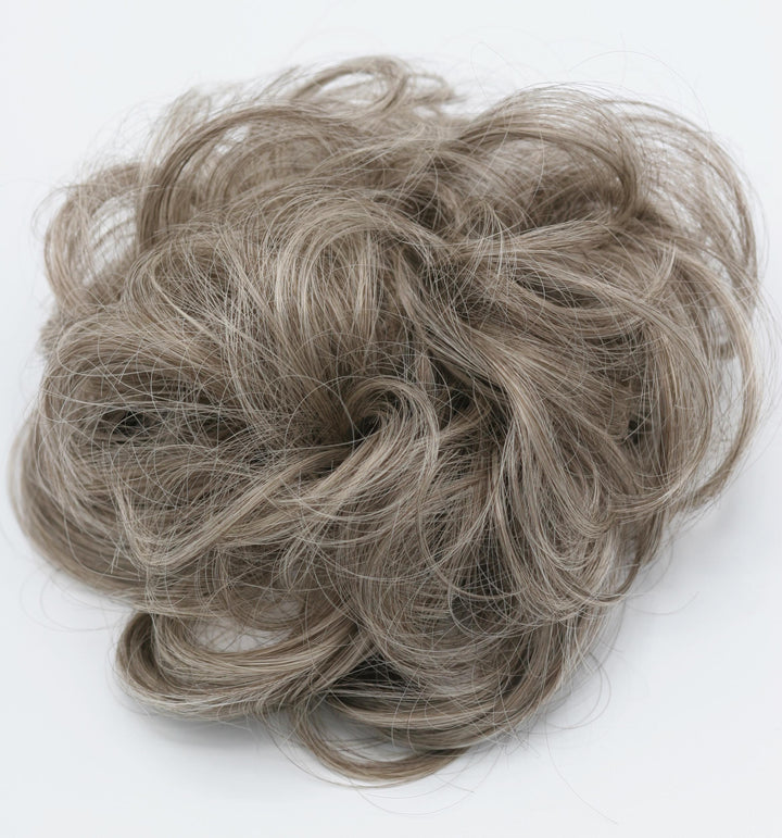 Brown Gray Blonde Mix Hair Curly Hair Bun Scrunchie Hairpiece Extension