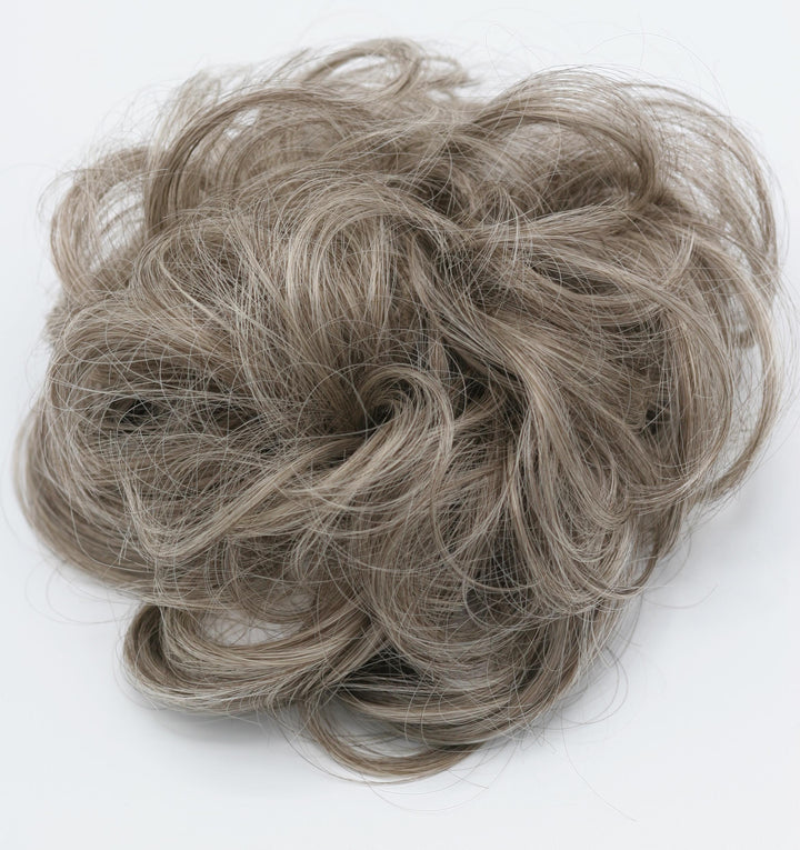 Brown Gray Blonde Mix Hair Curly Hair Bun Scrunchie Hairpiece Extension