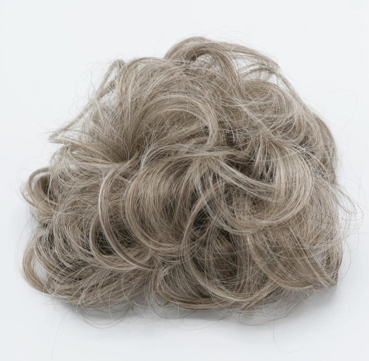Brown Gray Blonde Mix Hair Curly Hair Bun Scrunchie Hairpiece Extension