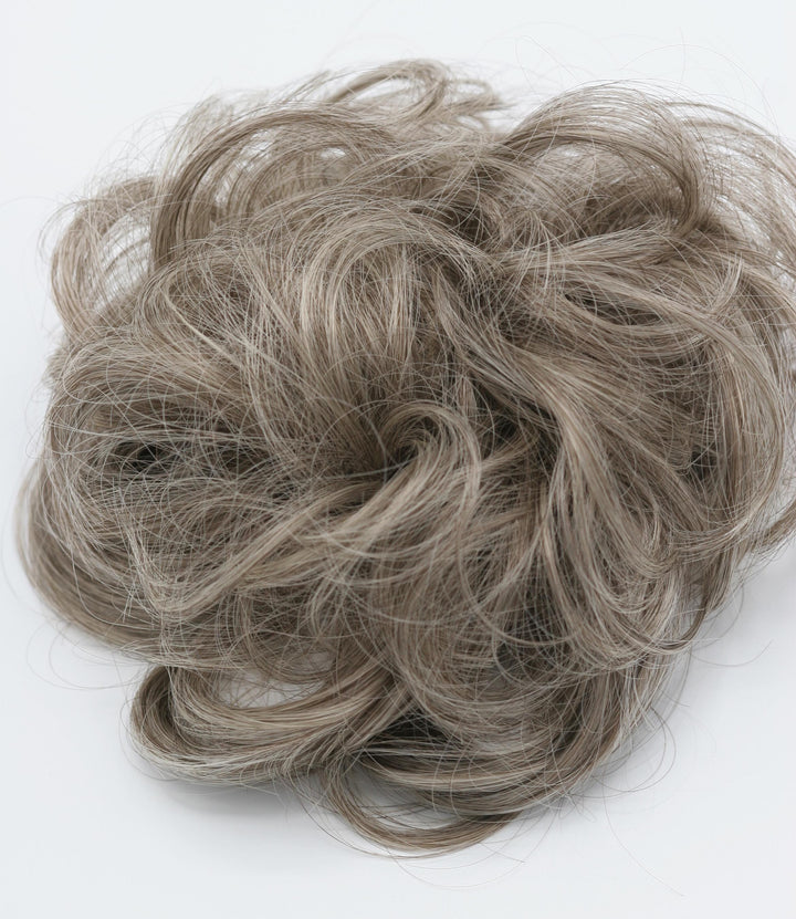 Brown Gray Blonde Mix Hair Curly Hair Bun Scrunchie Hairpiece Extension