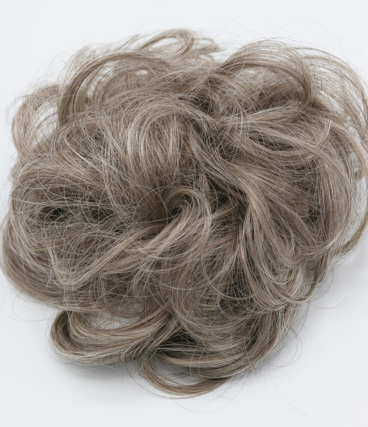 Brown Gray Blonde Mix Hair Curly Hair Bun Scrunchie Hairpiece Extension