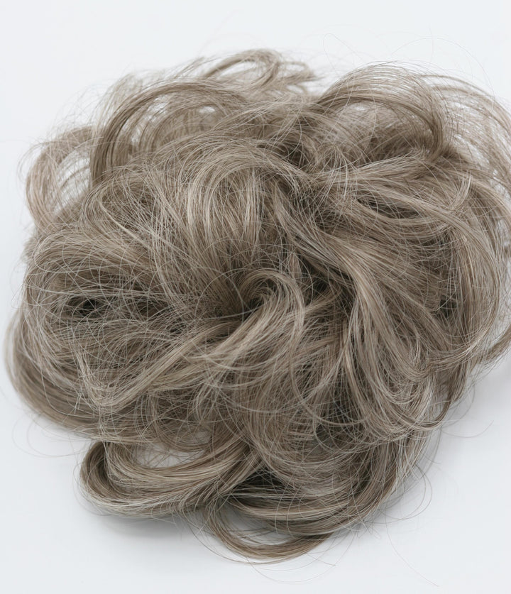Brown Gray Blonde Mix Hair Curly Hair Bun Scrunchie Hairpiece Extension