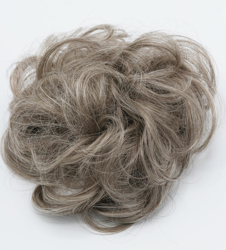 Brown Gray Blonde Mix Hair Curly Hair Bun Scrunchie Hairpiece Extension