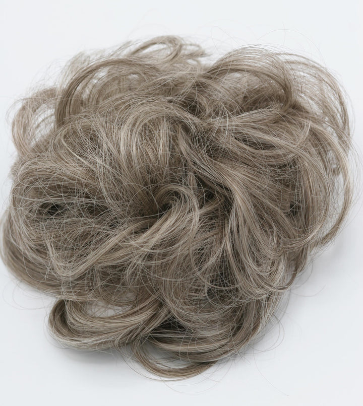 Brown Gray Blonde Mix Hair Curly Hair Bun Scrunchie Hairpiece Extension