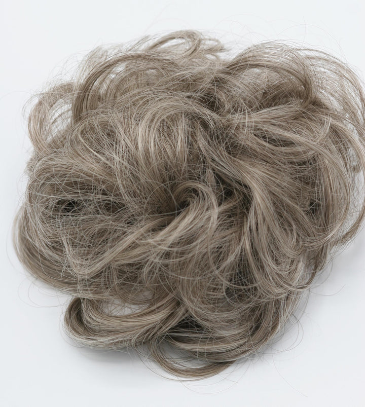 Brown Gray Blonde Mix Hair Curly Hair Bun Scrunchie Hairpiece Extension