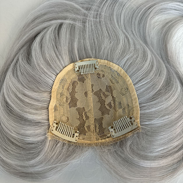 Straight Mini Hair Topper Silver Grey Hair for Women