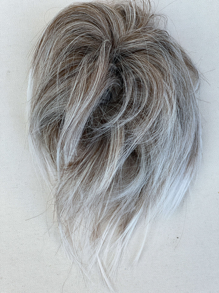 Messy Bun Straight Mix Grey Hair Scrunchie Bun Hairpiece