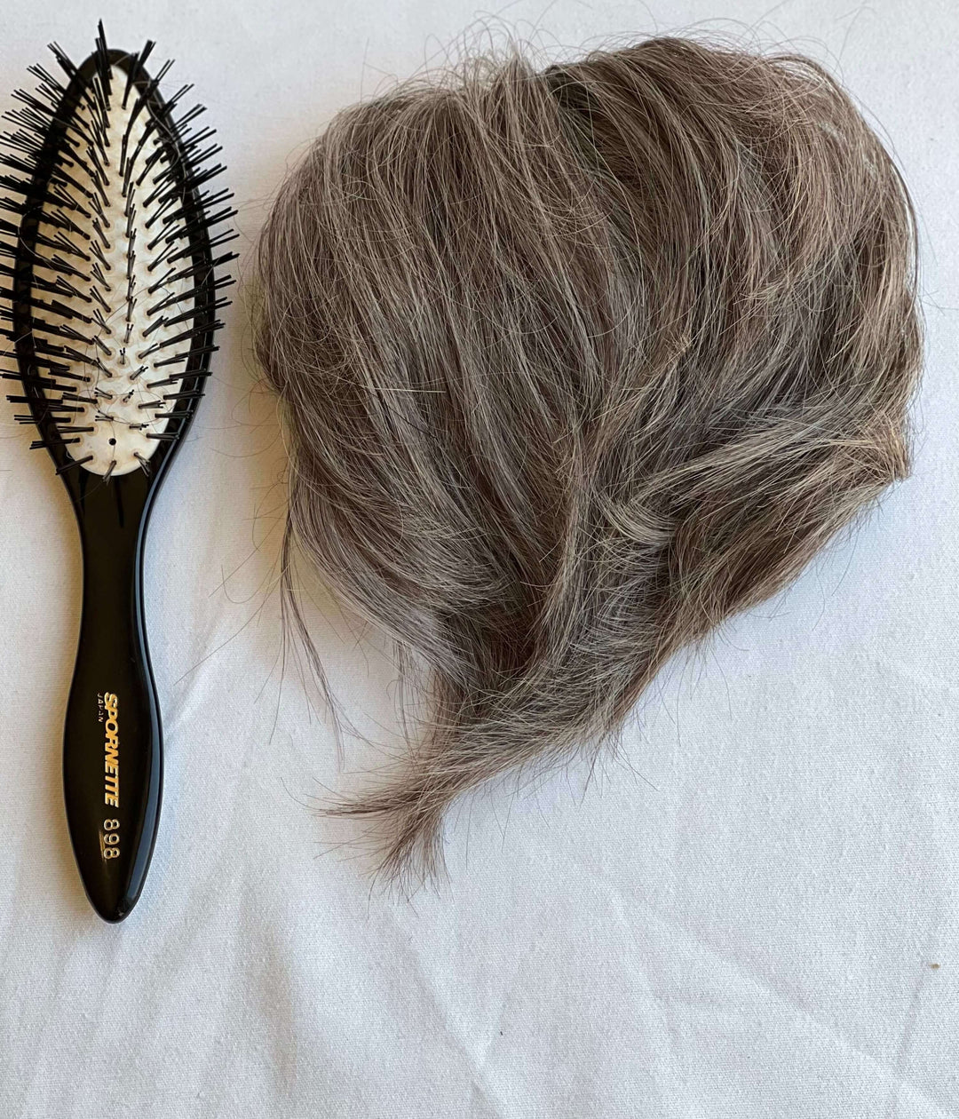 Messy Bun Hairpiece Scrunchie With Straight Hair Mix Blonde With Grey Hair