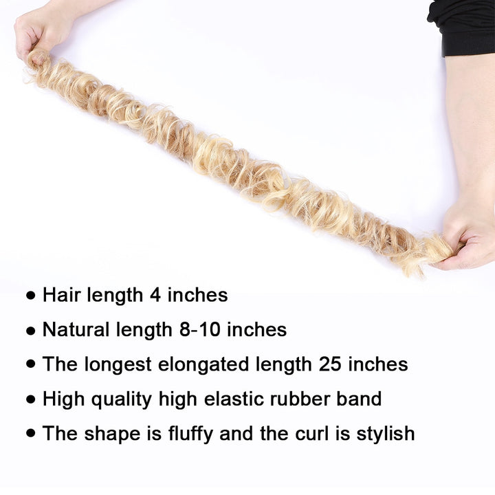 Remy Real Human Hair Messy Scrunchie Elastic Band Hair Bun Straight Updo Hairpiece Chignon