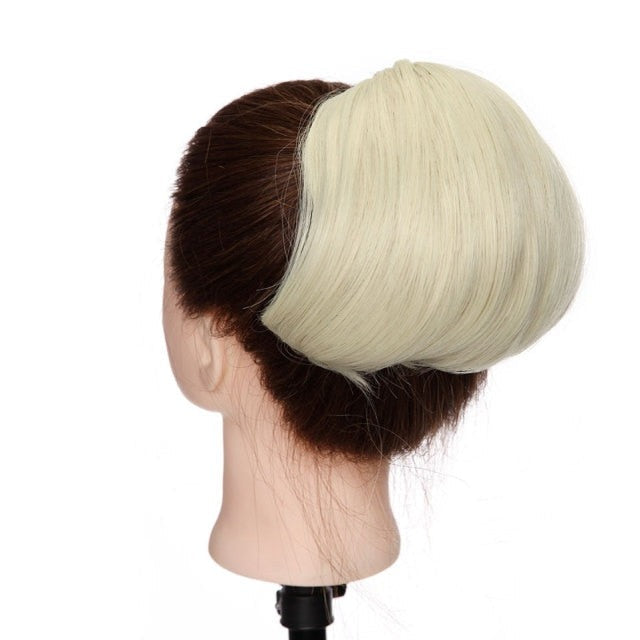 Straight Scrunchies Hair Bun Hepburn Style Updo Drawstring Ponytail Hair Extension