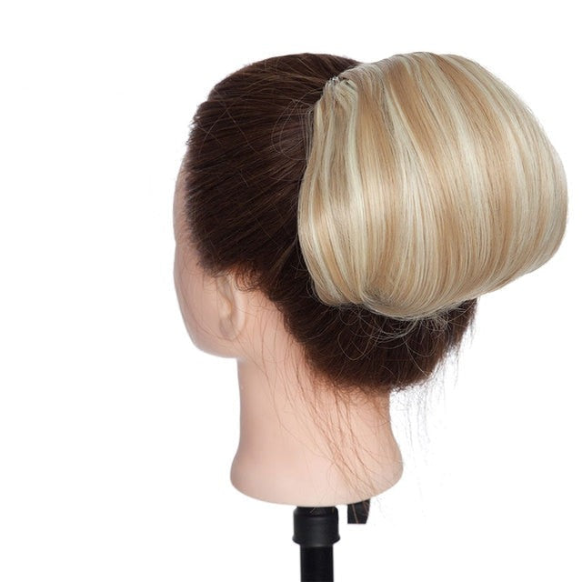 Straight Scrunchies Hair Bun Hepburn Style Updo Drawstring Ponytail Hair Extension