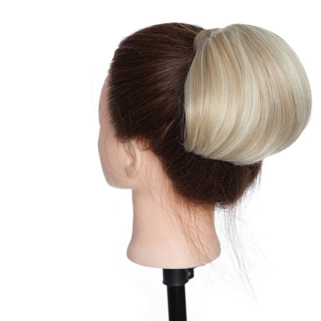 Straight Scrunchies Hair Bun Hepburn Style Updo Drawstring Ponytail Hair Extension