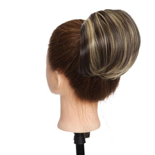 Straight Scrunchies Hair Bun Hepburn Style Updo Drawstring Ponytail Hair Extension