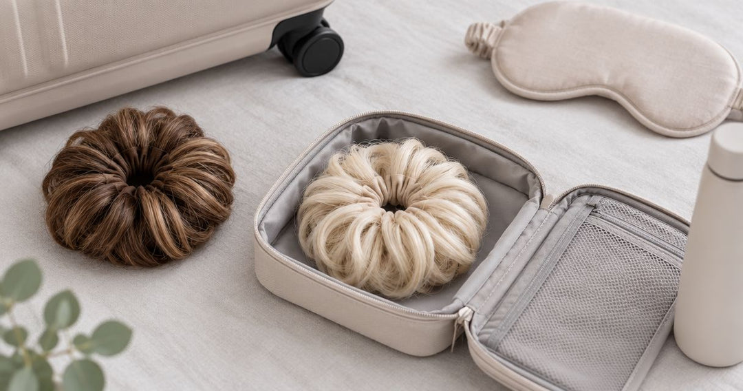 Hair extension scrunchie care for travel and overnight storage