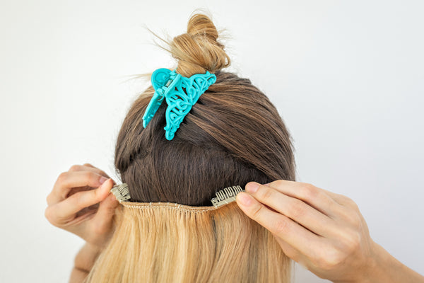 blonde hair clip in extensions