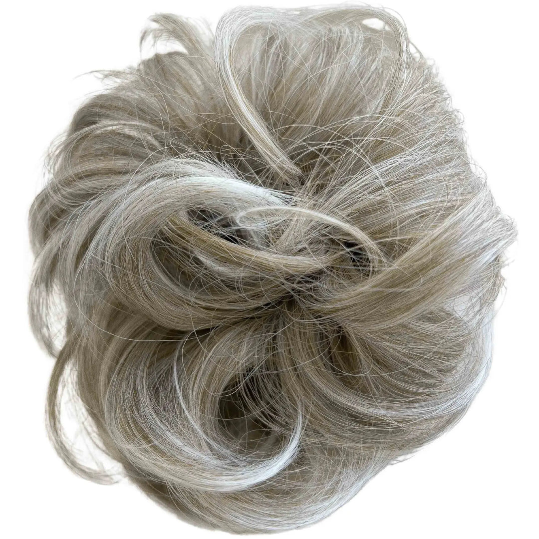 Achieve Effortless Elegance with a Grey Messy Bun Hair Piece