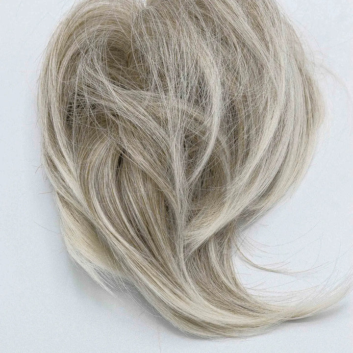 grey messy bun hair piece
