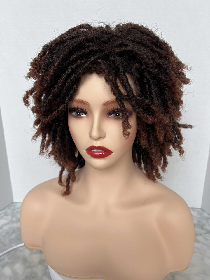 12 inch short dreadlock wig ombre color
