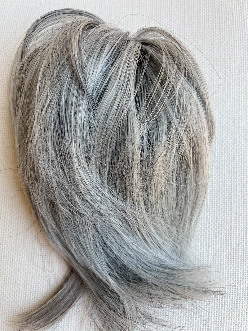 Straight gray hair piece bun