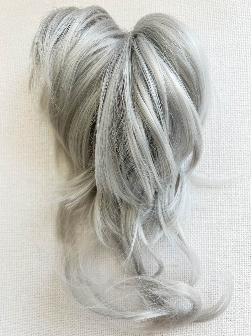 Faux hair scrunchies silver grey 