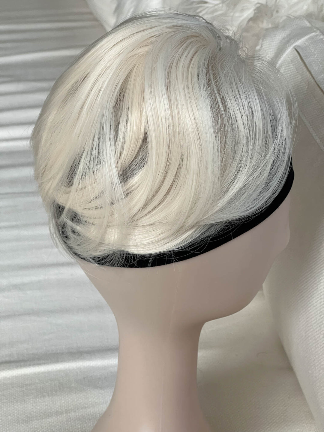 Messy Bun Hair Piece Tousled Updo Straight Hair Chignon Scrunchy Platinum Blonde
