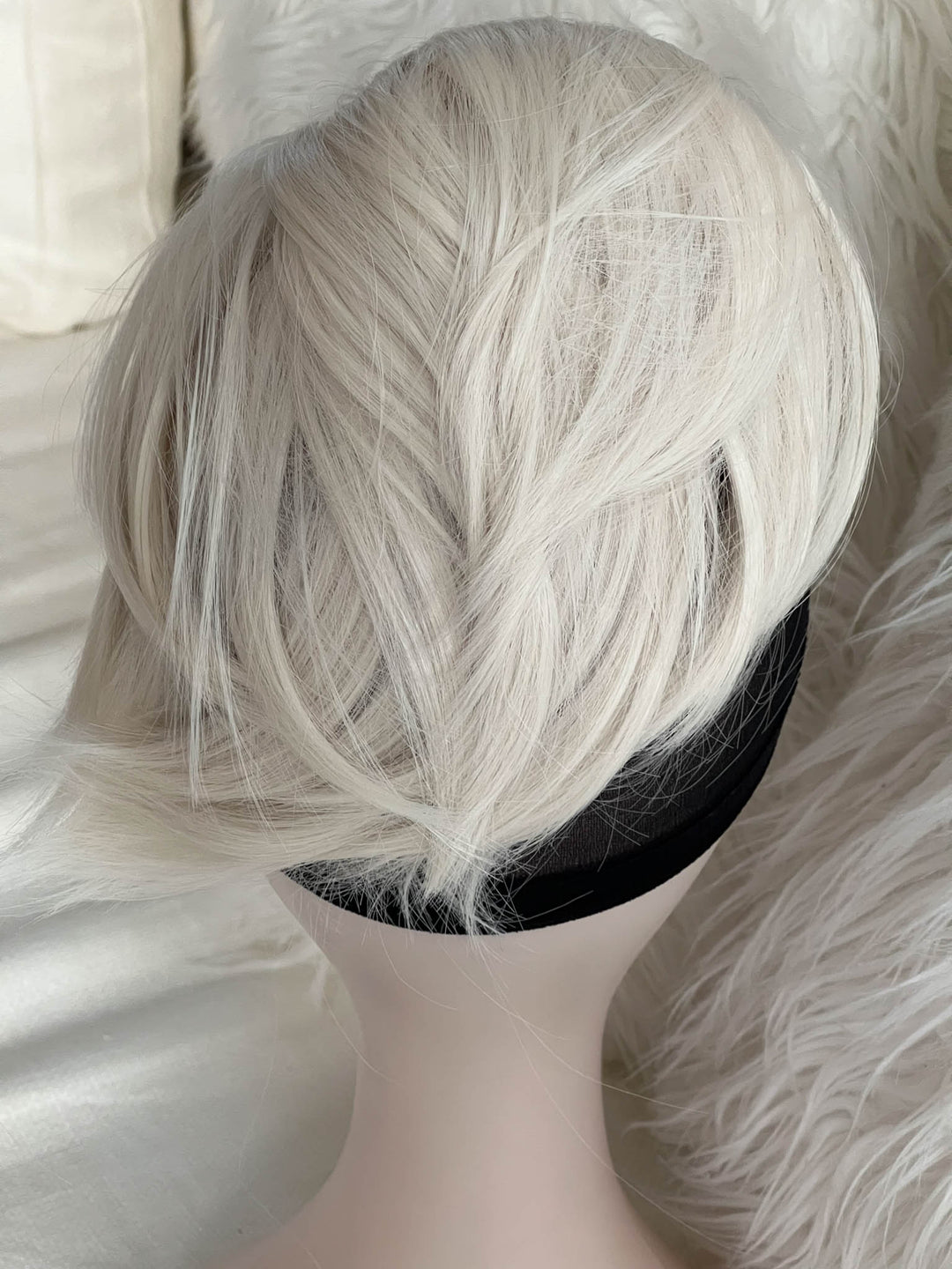 Messy Bun Hair Piece Tousled Updo Straight Hair Chignon Scrunchy Platinum Blonde
