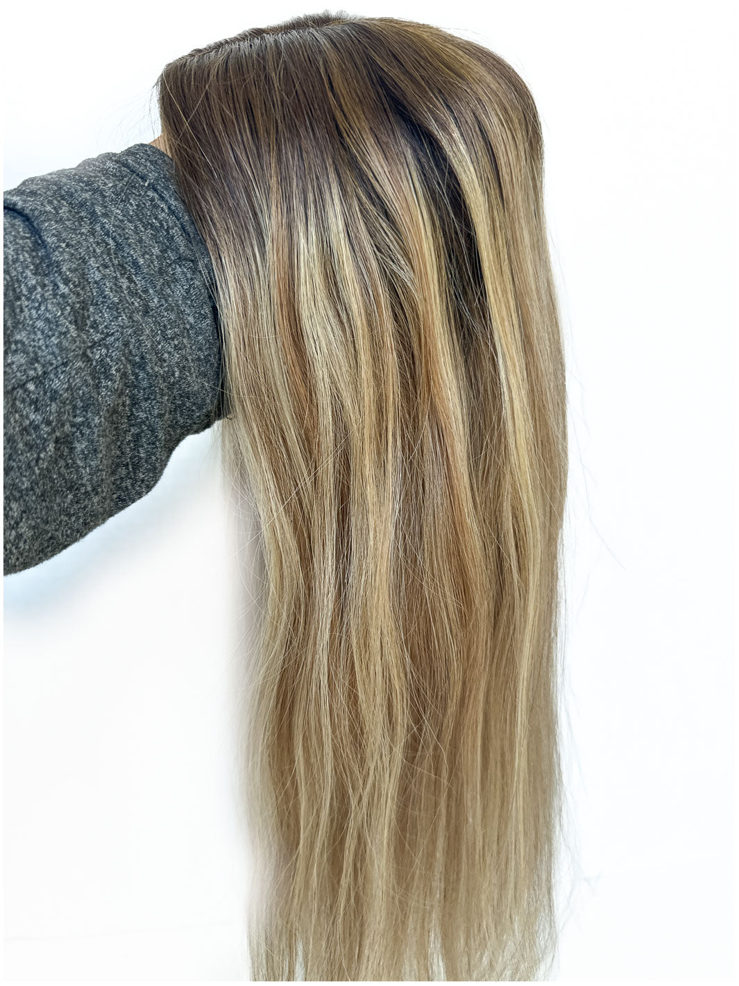 Balayage Brown With Blonde Human Hair Topper Color 3/8/22