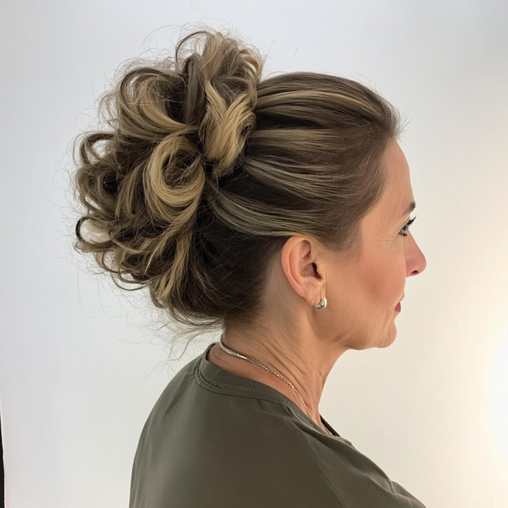 messy bun hairpiece curly synthetic hair