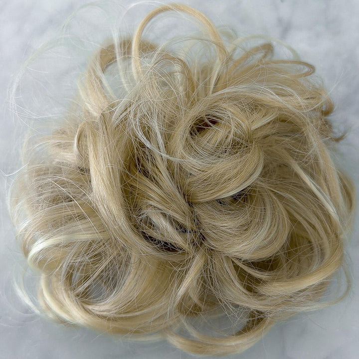 ginger blonde bun #color_honey-blonde-mix-bleach-blonde