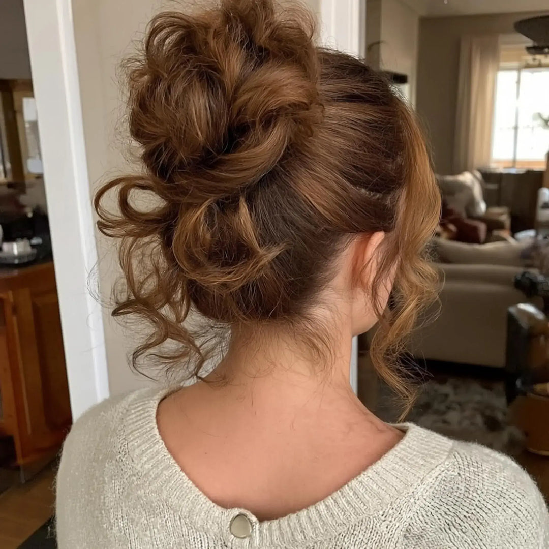 Light Brown Hair Bun#color_light-auburn