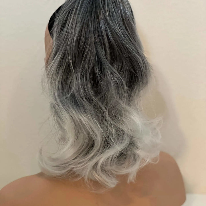 Salt and Pepper Ponytail Extension Silver Grey Hair