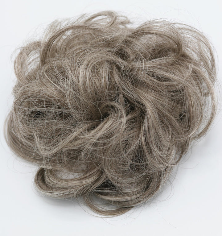 Gray Blonde Mix Hair Curly Hair Bun Scrunchie Hairpiece Extension