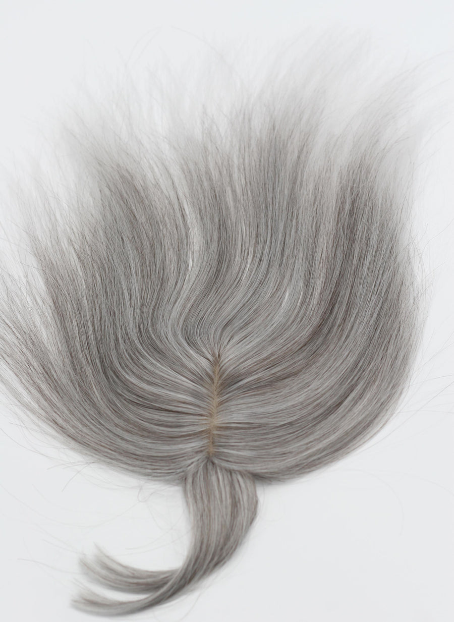 Hair Topper For Women Thinning Crown with Bangs Grey Mix Salt and Pepp ...