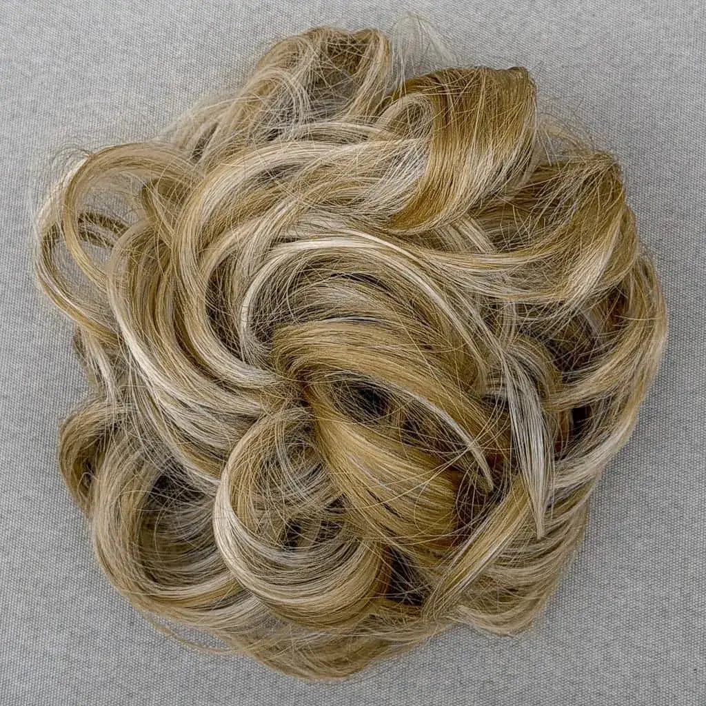 blonde woman hair bun