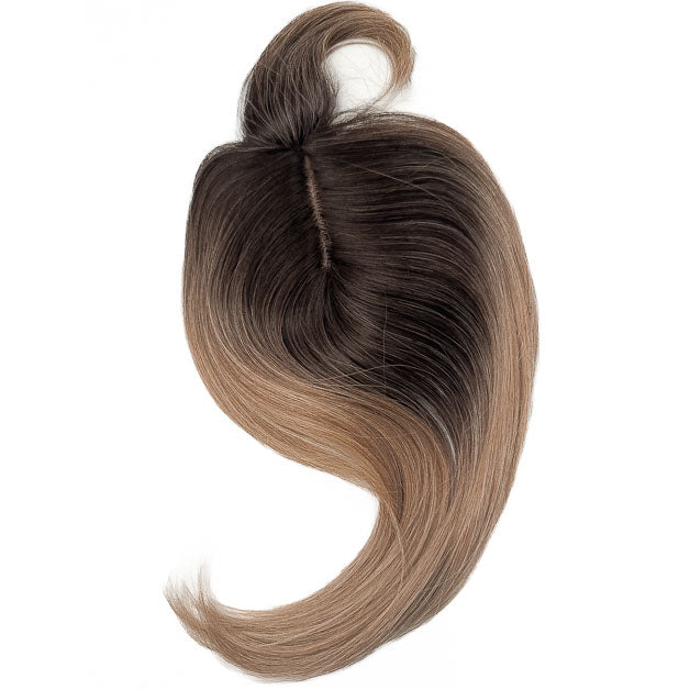 Mini Hair Topper Dark Brown Rooted Ashy Brown Blonde