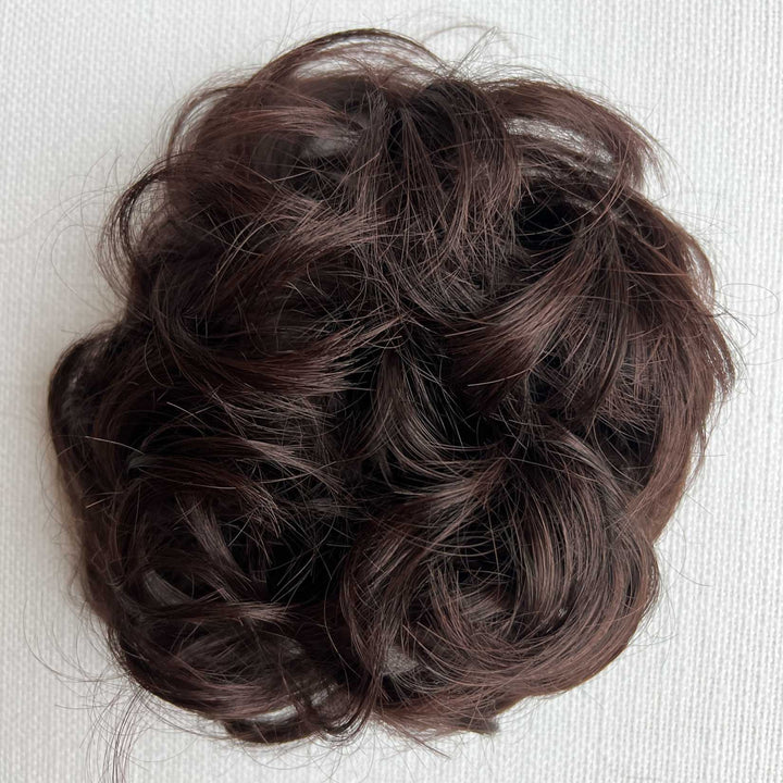 Brown Hair Bun| Brown Hair Messy Bun - Dark Auburn Mixed