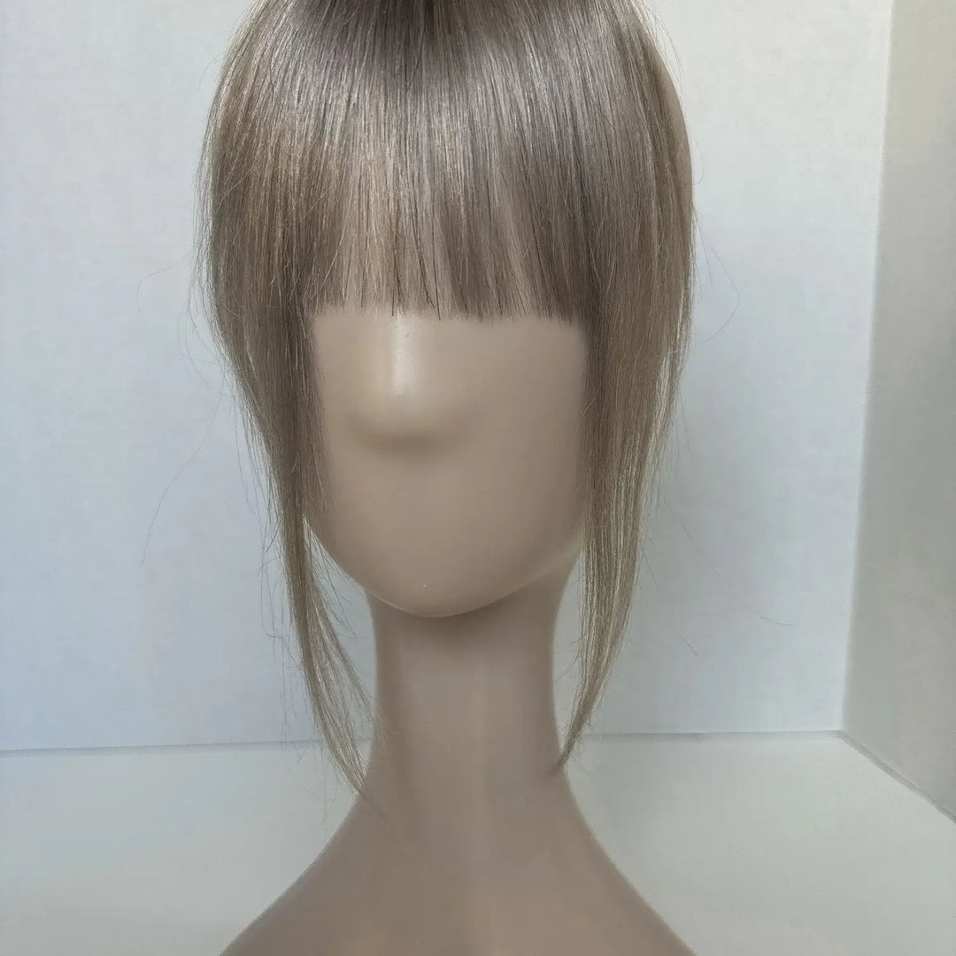 Salt and Pepper Clip In Bangs - Grey Human Hair Fringe Bangs Extension