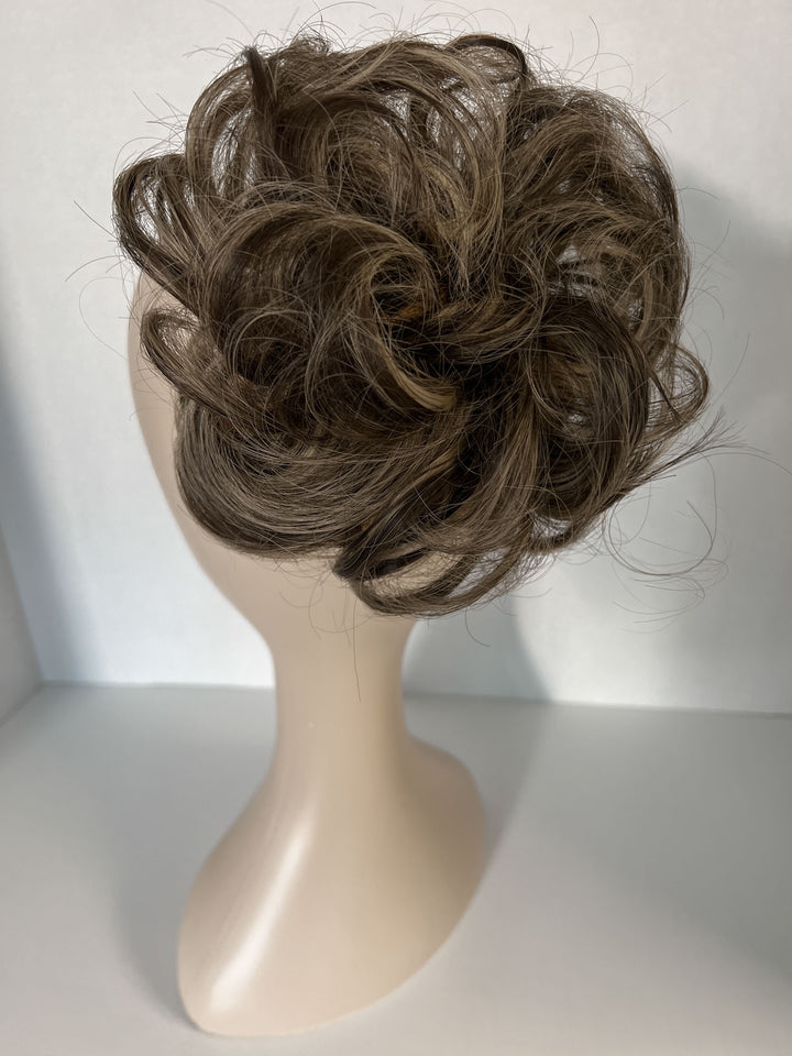 brown highlighted bun hairpiece#color_ash-blonde-mix-light-brown