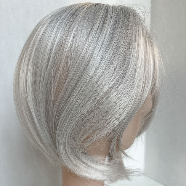 Straight Mini Hair Topper Silver Grey Hair for Women