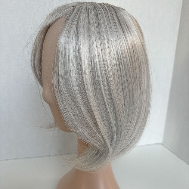 Straight Mini Hair Topper Silver Grey Hair for Women