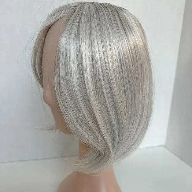 Straight Mini Hair Topper Silver Grey Hair for Women