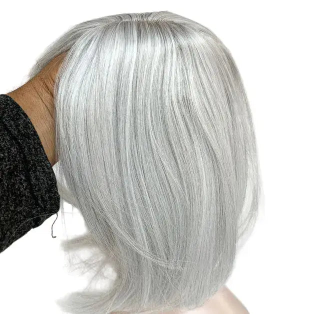 Straight Mini Hair Topper Silver Grey Hair for Women