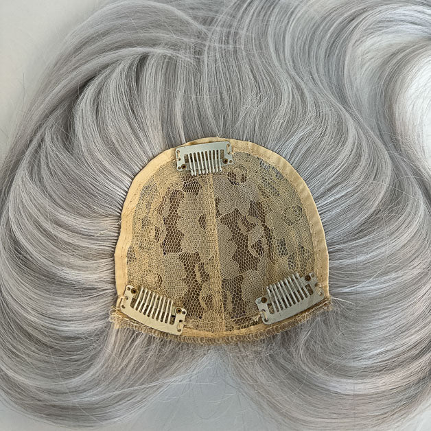 Straight Mini Hair Topper Silver Grey Hair for Women