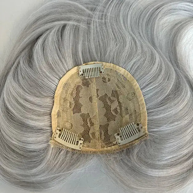 Straight Mini Hair Topper Silver Grey Hair for Women