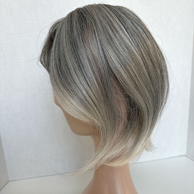 Hair Topper For Women Silver Grey Mix Black Hair